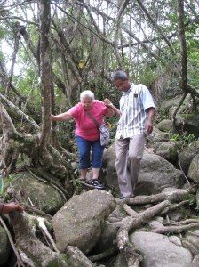 My mother hiking to Rio Toa.