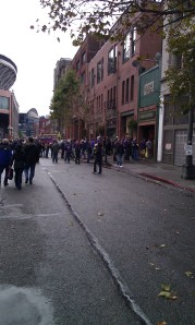 Walking toward the stadium