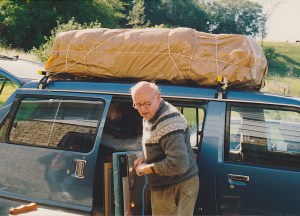 Dad unplugging blue bullet, he was charging her batteries...
