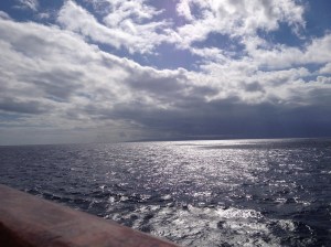 If you squint your eyes you can see land in the distance.